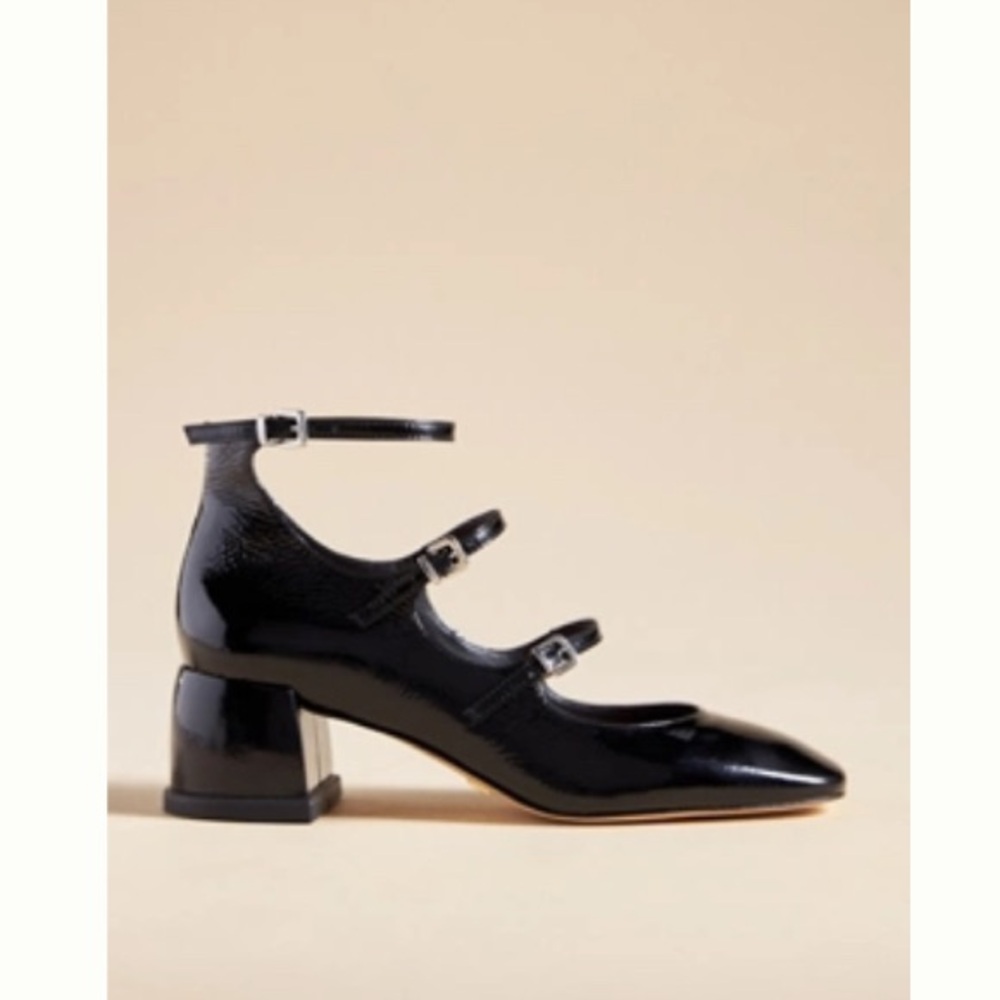 Vicenza Triple-Strap Mary Janes - black patent - size 7-7.5